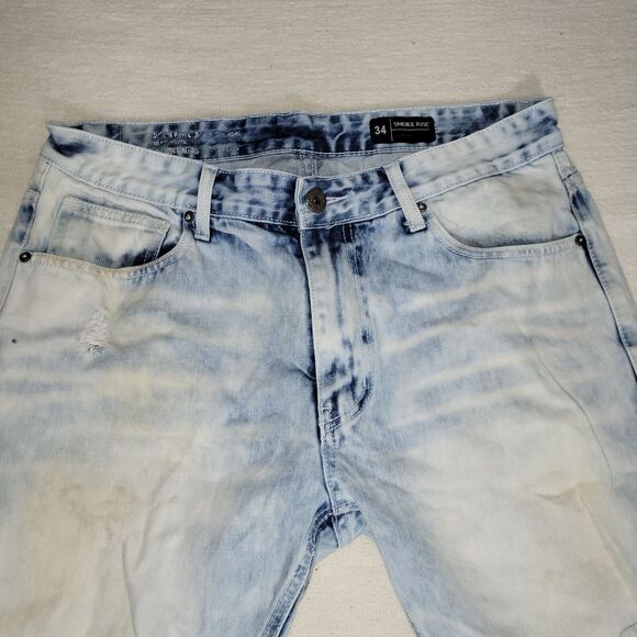 Smoke Rise Shorts Mens Sz 34 Blue Jean Distressed Y2k Fray Preppy Acid Wash - Picture 9 of 15